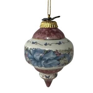 Bradford Lena Liu Heirloom Porcelain Circle of Love Butterfly Christmas Ornament